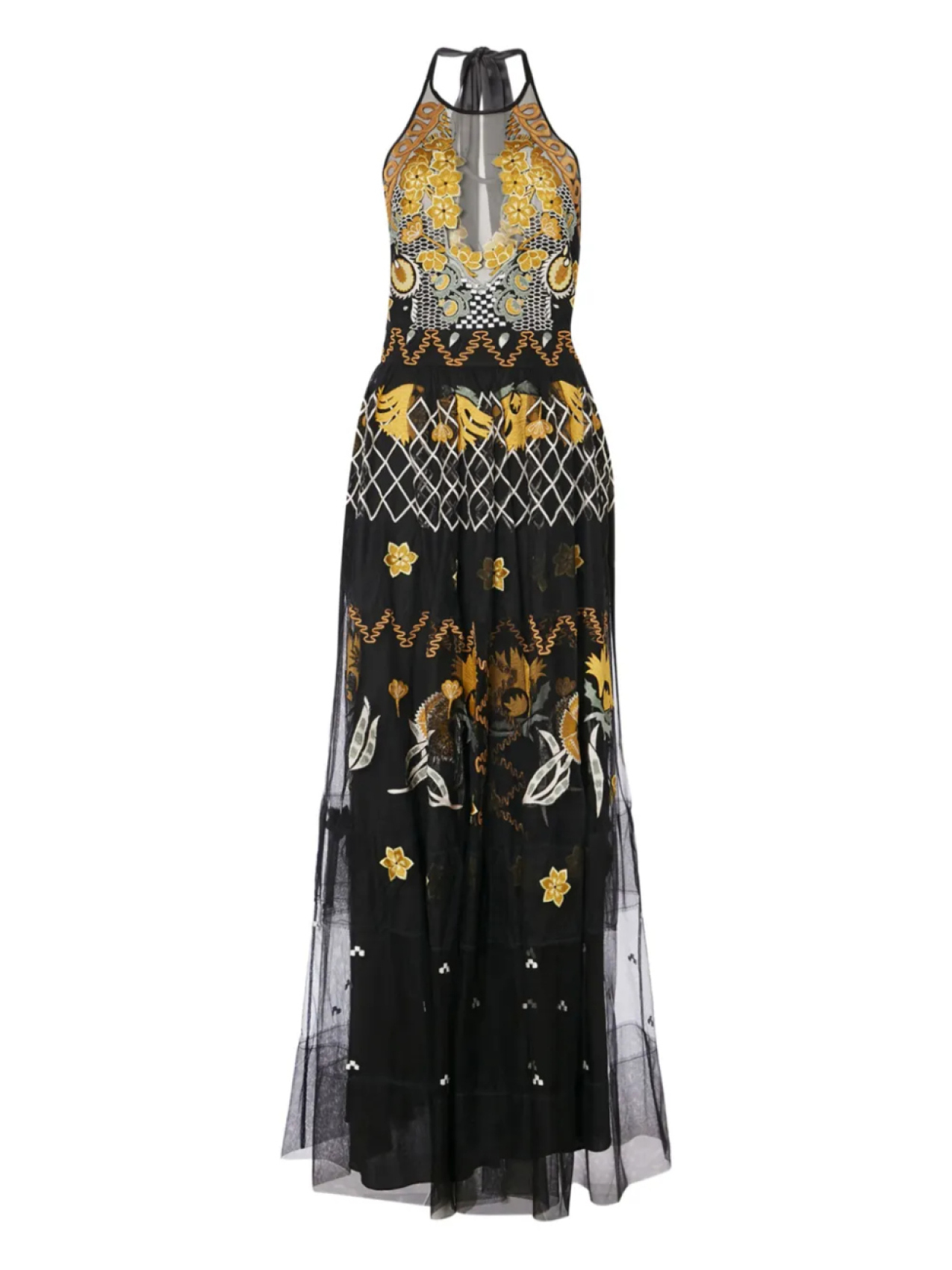 

Платье Temperley London Remi из тюля с вышивкой и завязками на шее, черный