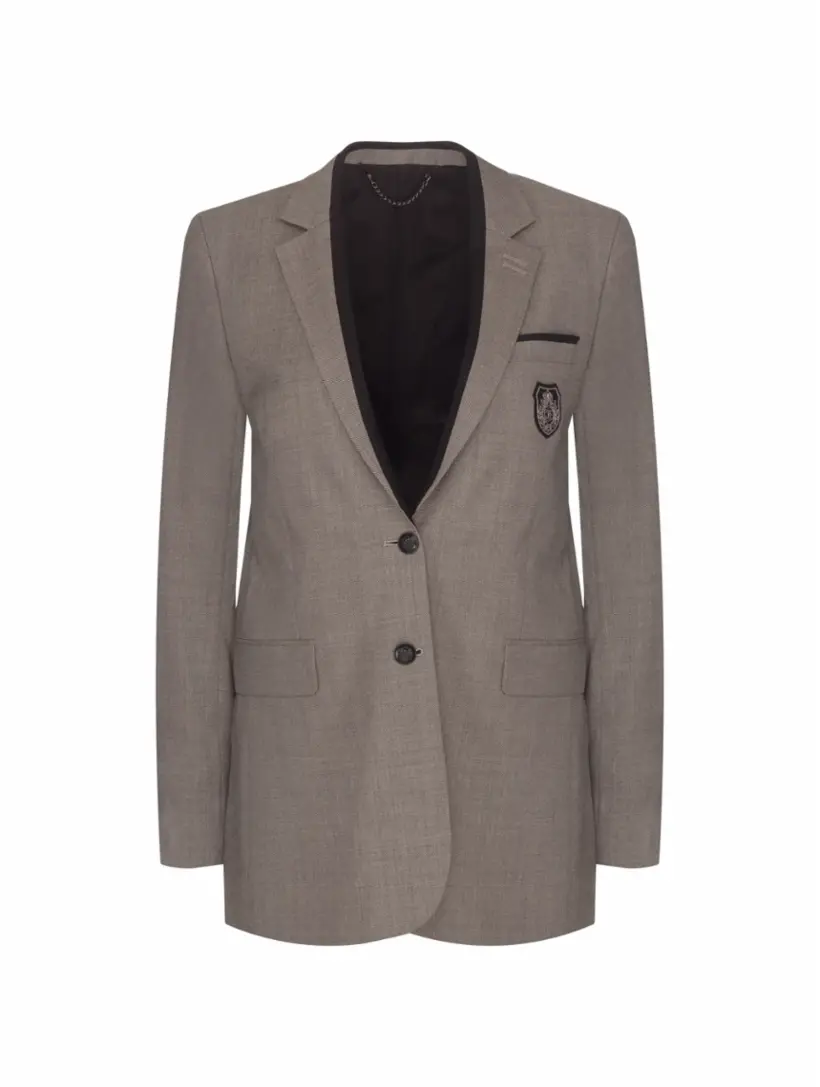 

Однобортный жакет с логотипом The Kooples, серый