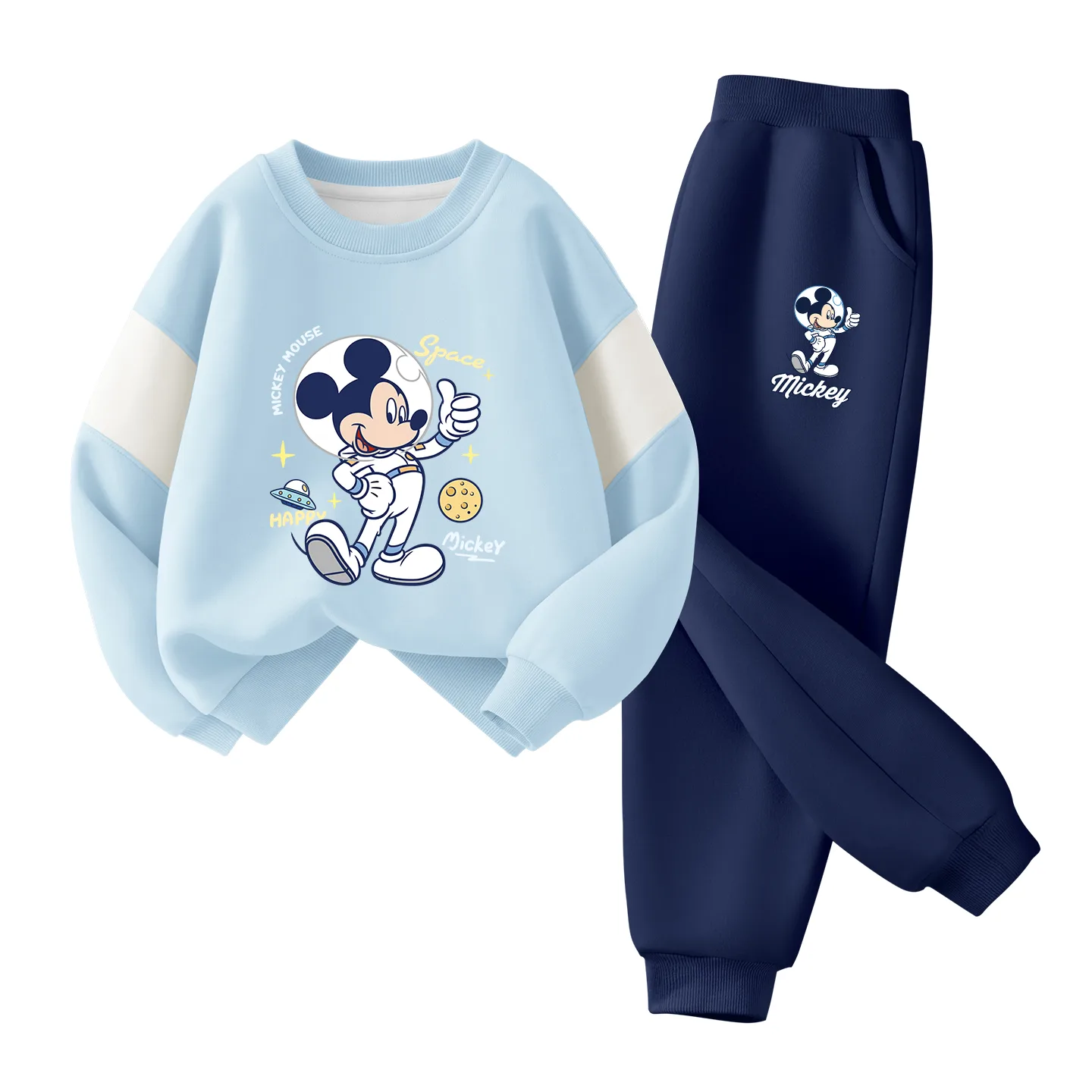 Детская повседневная спортивная футболка с круглым вырезом Disney, Cosmic Pudding Blue+Astronaut K Navy Blue