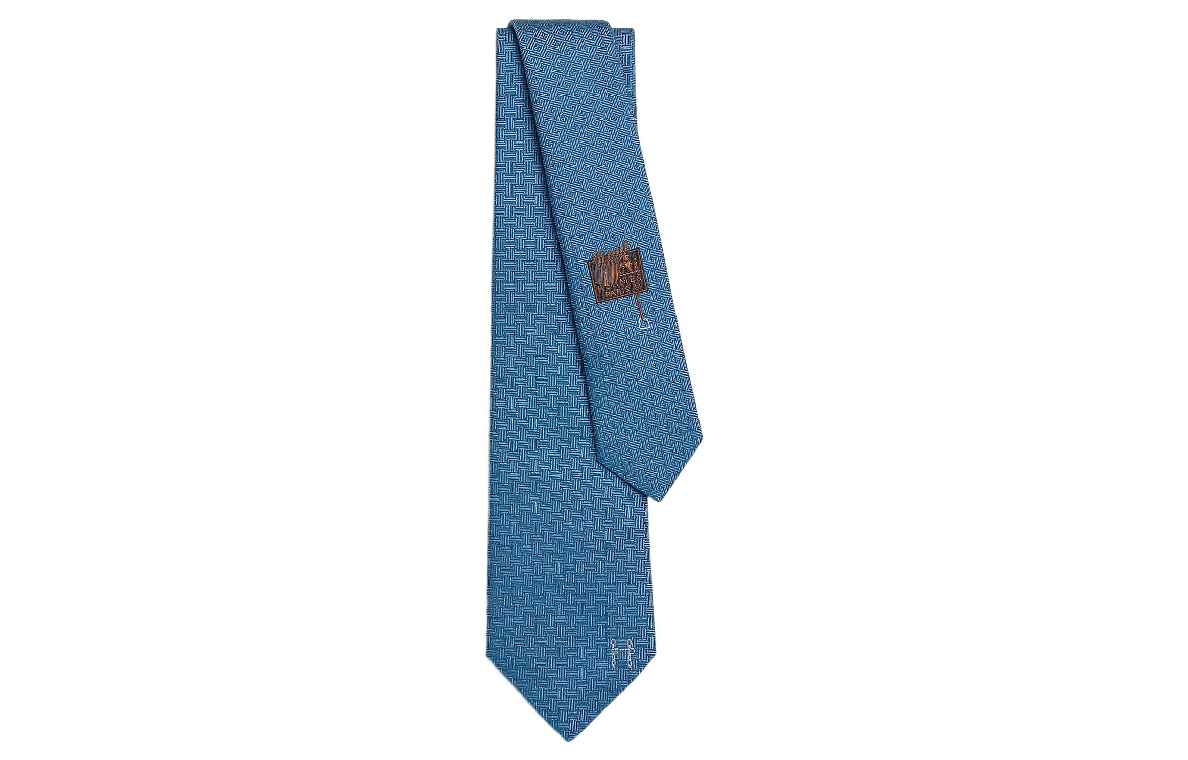 

HERMES Галстук мужской синий, Blue