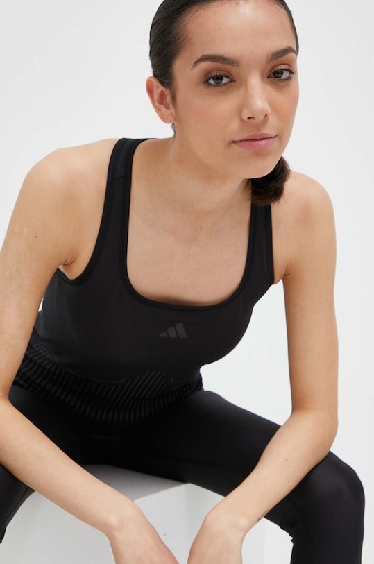 Топ для тренировок бесшовный Adidas Performance, черный — фото 2