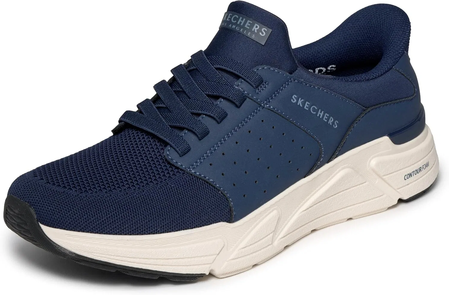 Мужские трикотажные кроссовки Skechers Rovino Lite Dress из трикотажа, без ручек, можно стирать в машинке, Navy