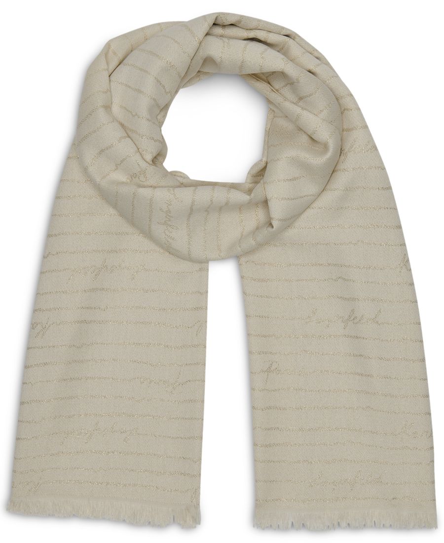 

Женский фирменный вечерний полосатый шарф KARL LAGERFELD PARIS, Eggshell