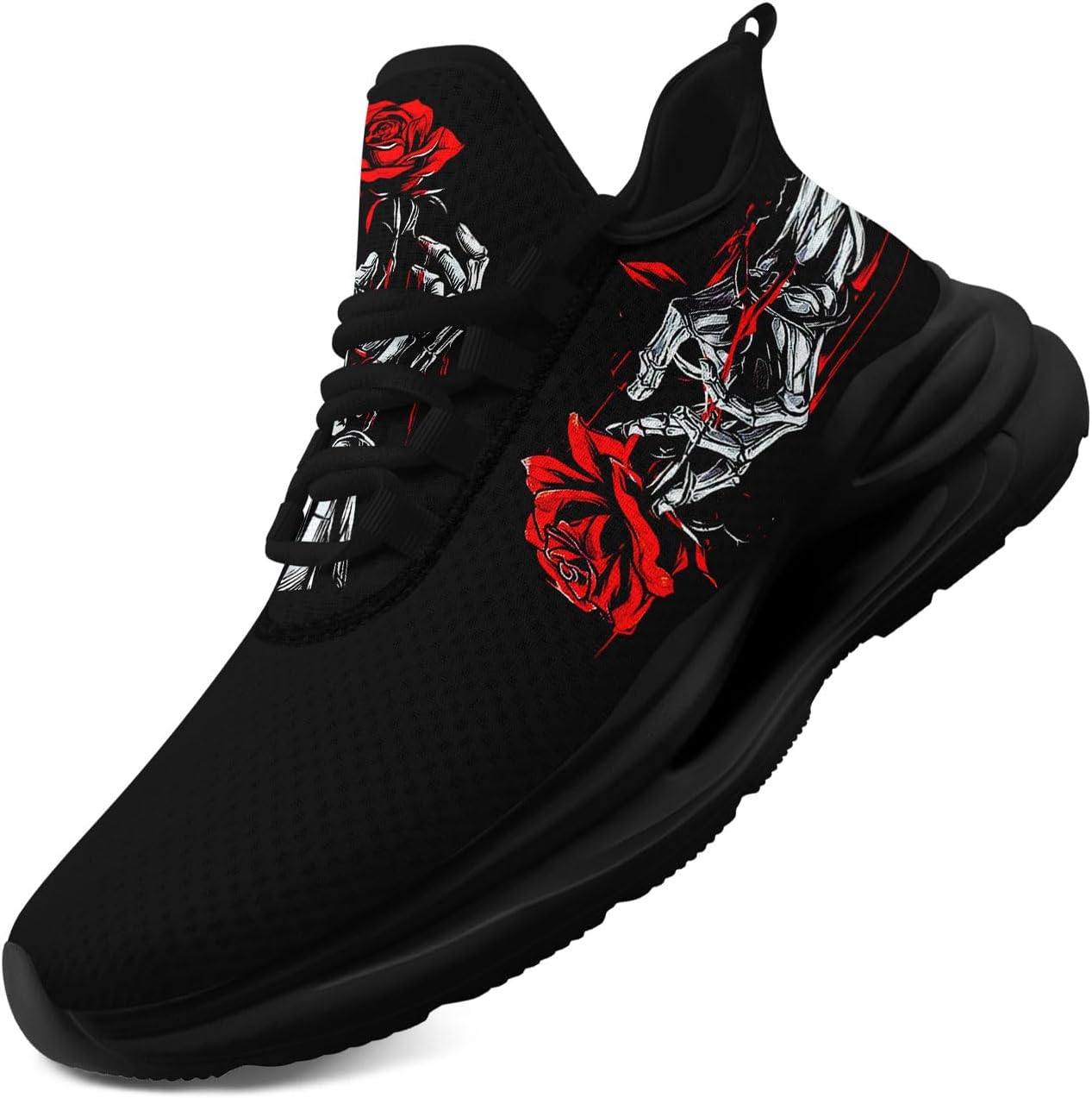 

Мужские кроссовки с черепом Легкие спортивные обувь с амортизацией для ходьбы и тренировок Нескользящие дышащие теннисные кроссовки Coolcustomize, красный