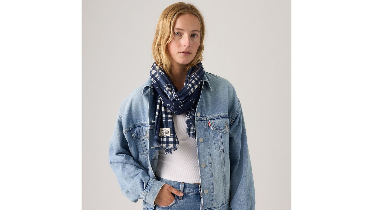 

Легкий шарф Levi's, Marlena Scarf Navy - Blue