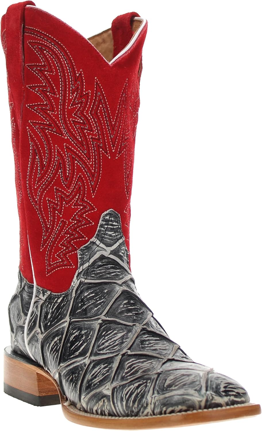 

Мужские ковбойские сапоги Vaccari Malik из натуральной кожи с принтом рыбы пираньоны с широкой квадратной носовой частью, черный