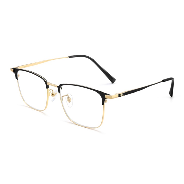 

BERTHA Мужские очки в квадратной оправе из чистого титана, Black Gold Frame