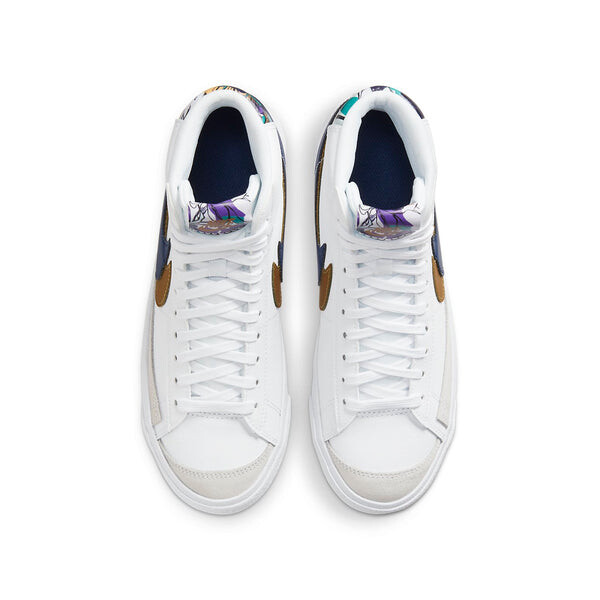 Кроссовки blazer mid '77 se 'double swoosh - white gold blue void' Nike, белый — фото 4