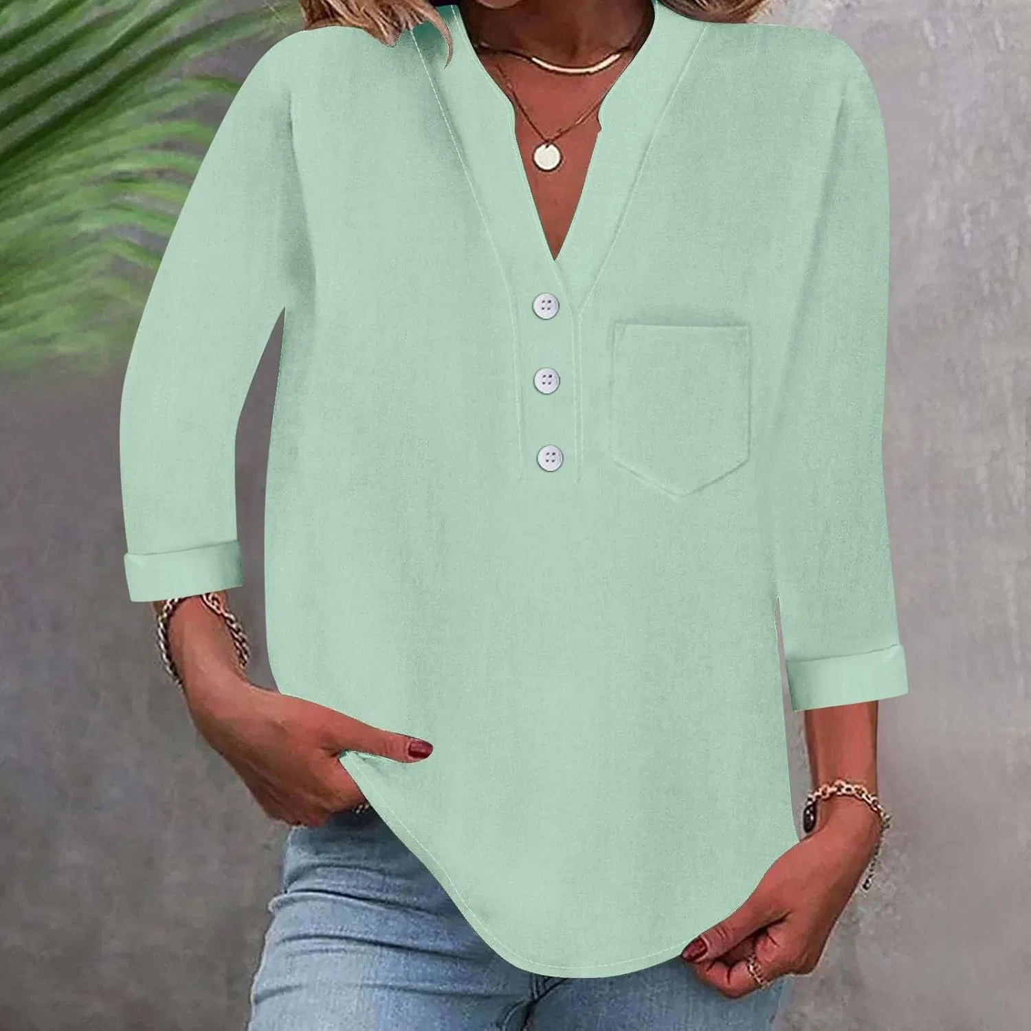 Блуза свободного кроя Button Shirt, мятно-зеленый — фото 2