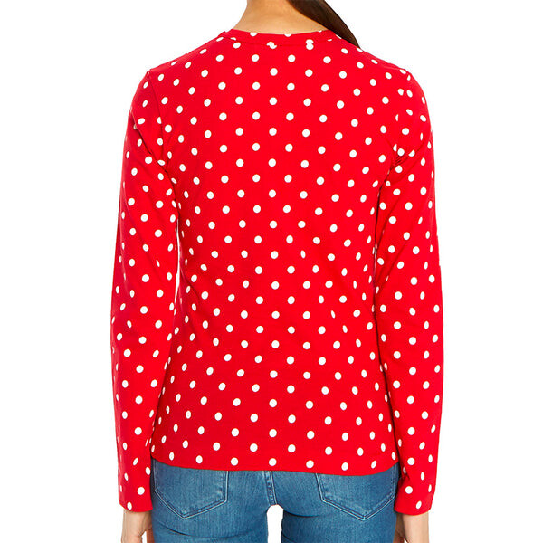 Футболка polka dot long sleeve tee 'red white' Comme Des Garcons Play, красный — фото 4