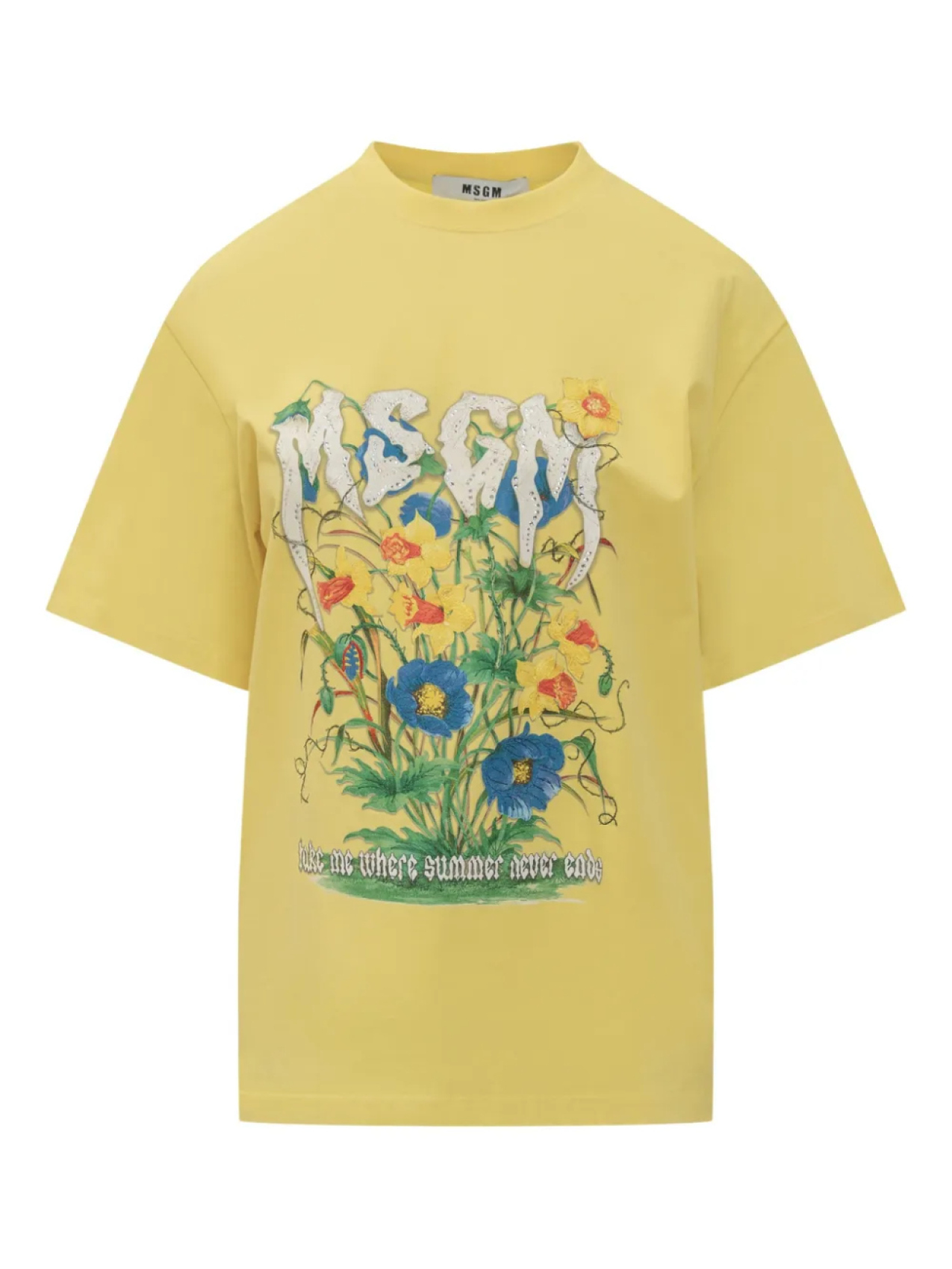 

Футболка с цветочным принтом MSGM, желтый