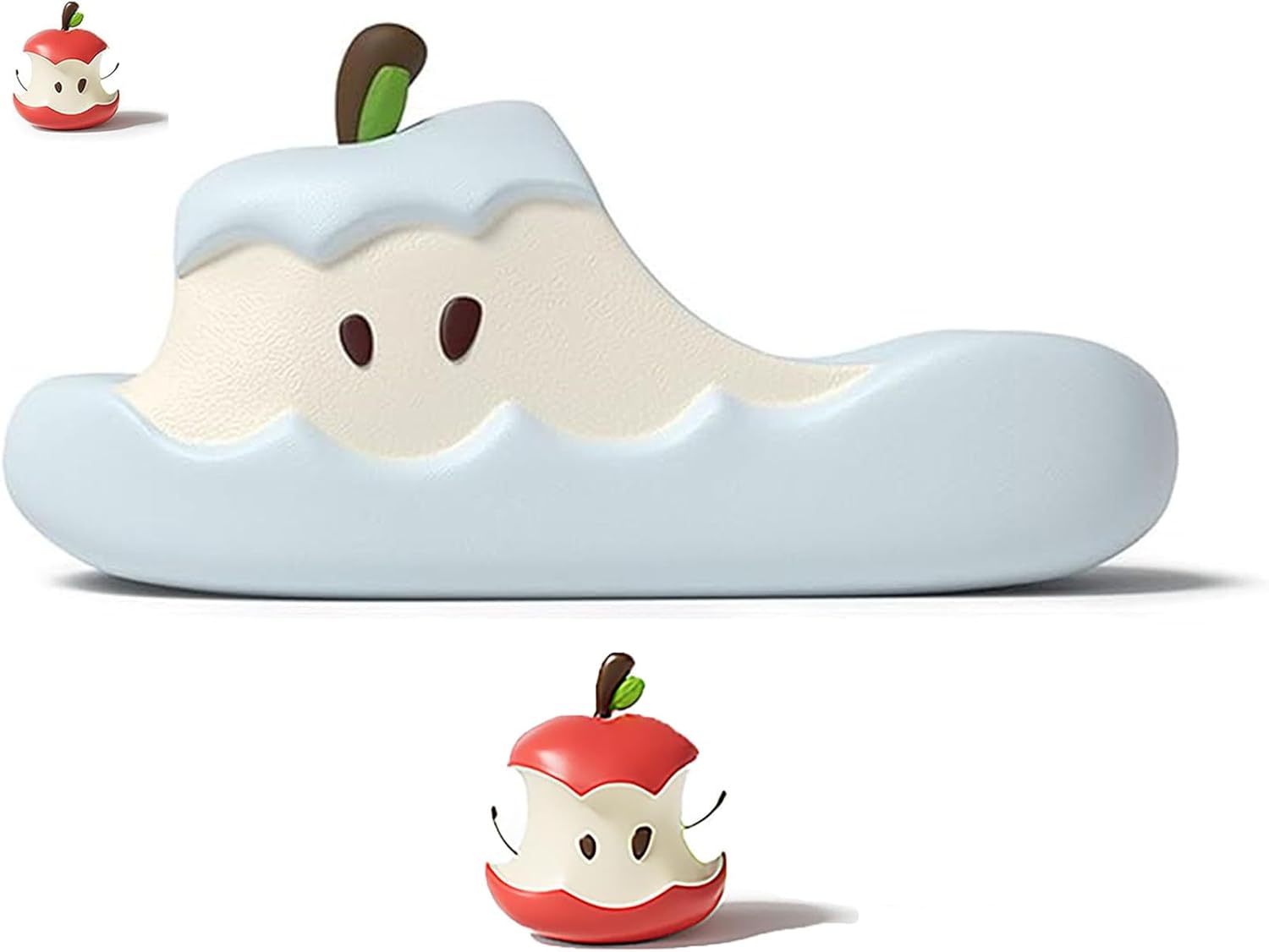 

Тапочки в форме яблок для женщин и мужчин, милые 3D-сандалии в форме мультяшных яблок с нескользящей подошвой, пляжные сандалии Generic, синий