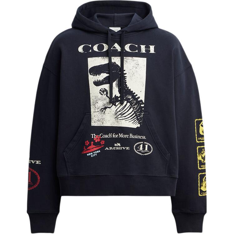 

COACH Толстовка мужская Navy Blue с капюшоном Moderate Regular, Синий, COACH Толстовка мужская Navy Blue с капюшоном Moderate Regular