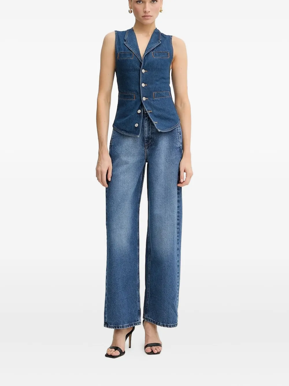 

Широкие джинсы Mykki с завышенной талией La Mania, синий