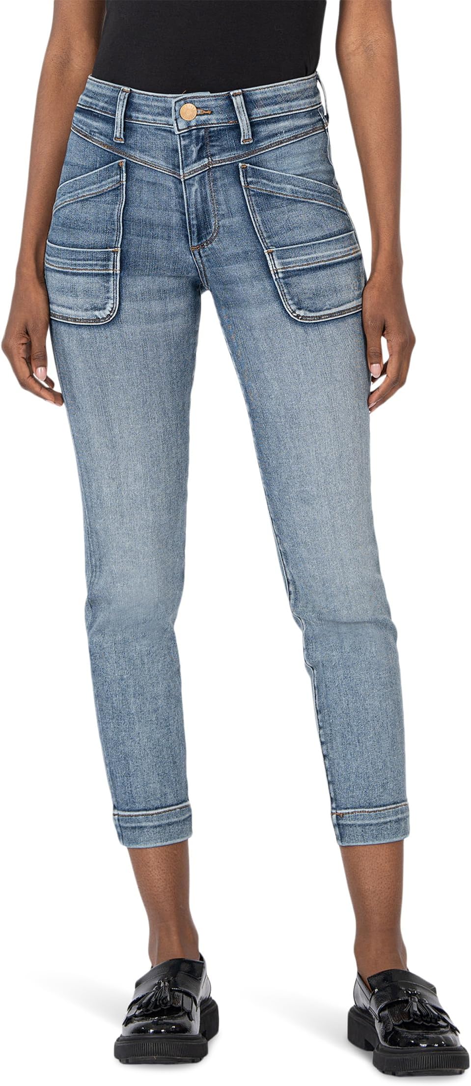 

Джинсы KUT from the Kloth Reese High Rise Ankle Straight Leg Frt & Bck - Yoke, цвет Electric