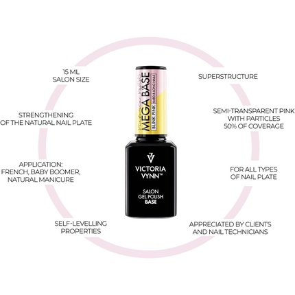 Гибридный гель-лак Mega Base Blink Pink для твердых и длинных ногтей с УФ-светодиодом Victoria Vynn — фото 2