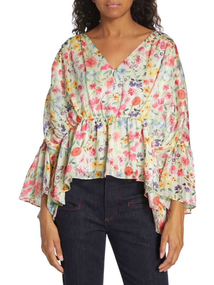 

Топ Emma с цветочной баской Elie Tahari, цвет Floral Multi