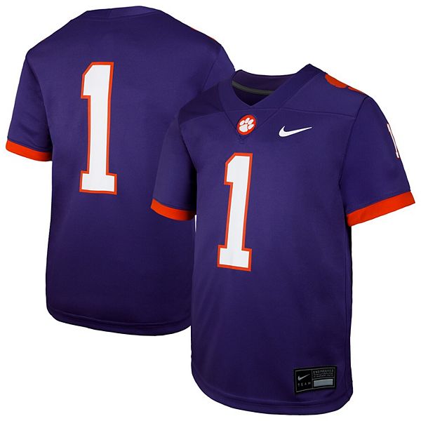 Молодежная реплика игровой футболки clemson tigers untouchable #1 purple Nike — фото 2