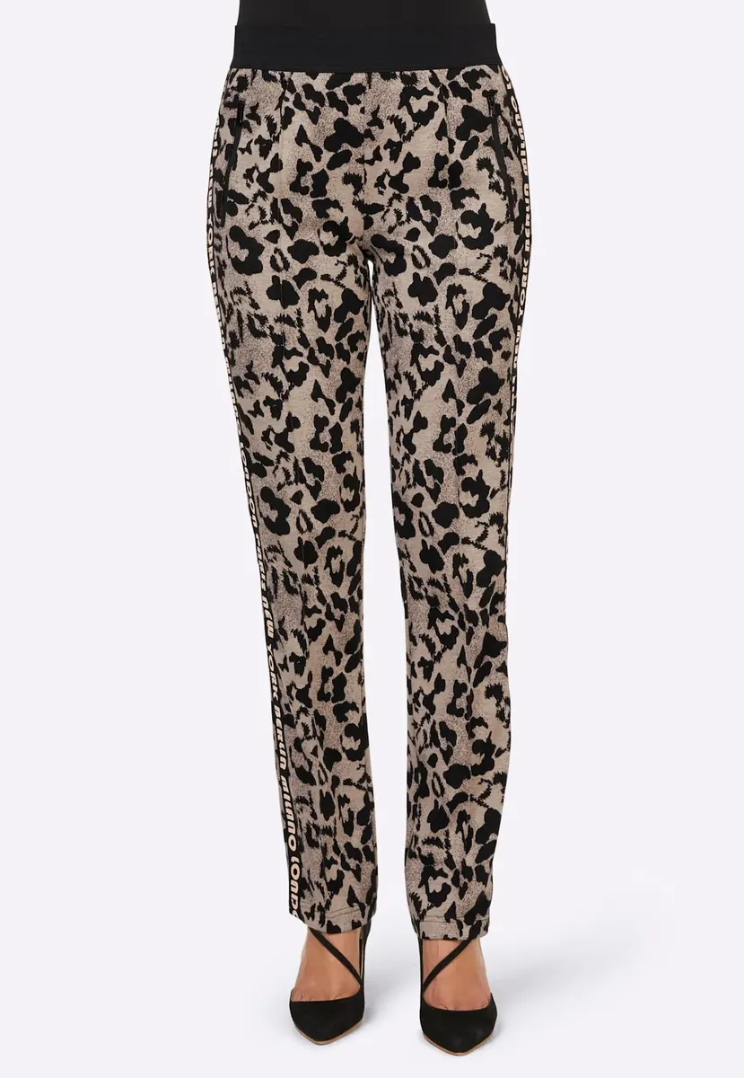 

Штаны из джерси Heine, цвет Schwarz-Camel-Gemustert