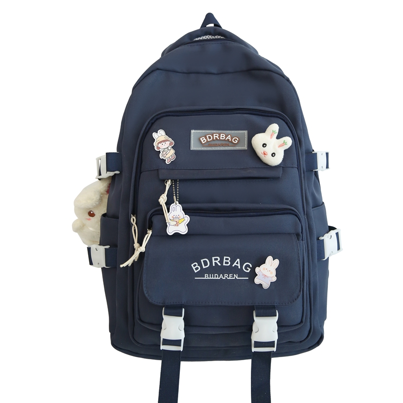 

Deli Bear Нейлоновый рюкзак женский, Blue Backpack with Rabbit Charm