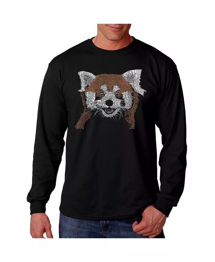 

Мужская футболка с длинным рукавом Word Art - Red Panda LA Pop Art, черный