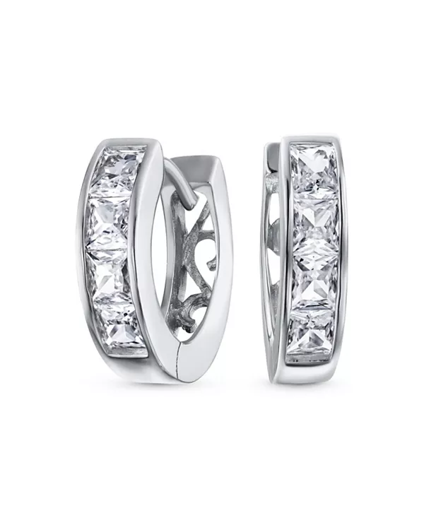 

Маленькие серьги-кольца с фианитами из позолоченного стерлингового серебра, разноцветные варианты Bling Jewelry, green