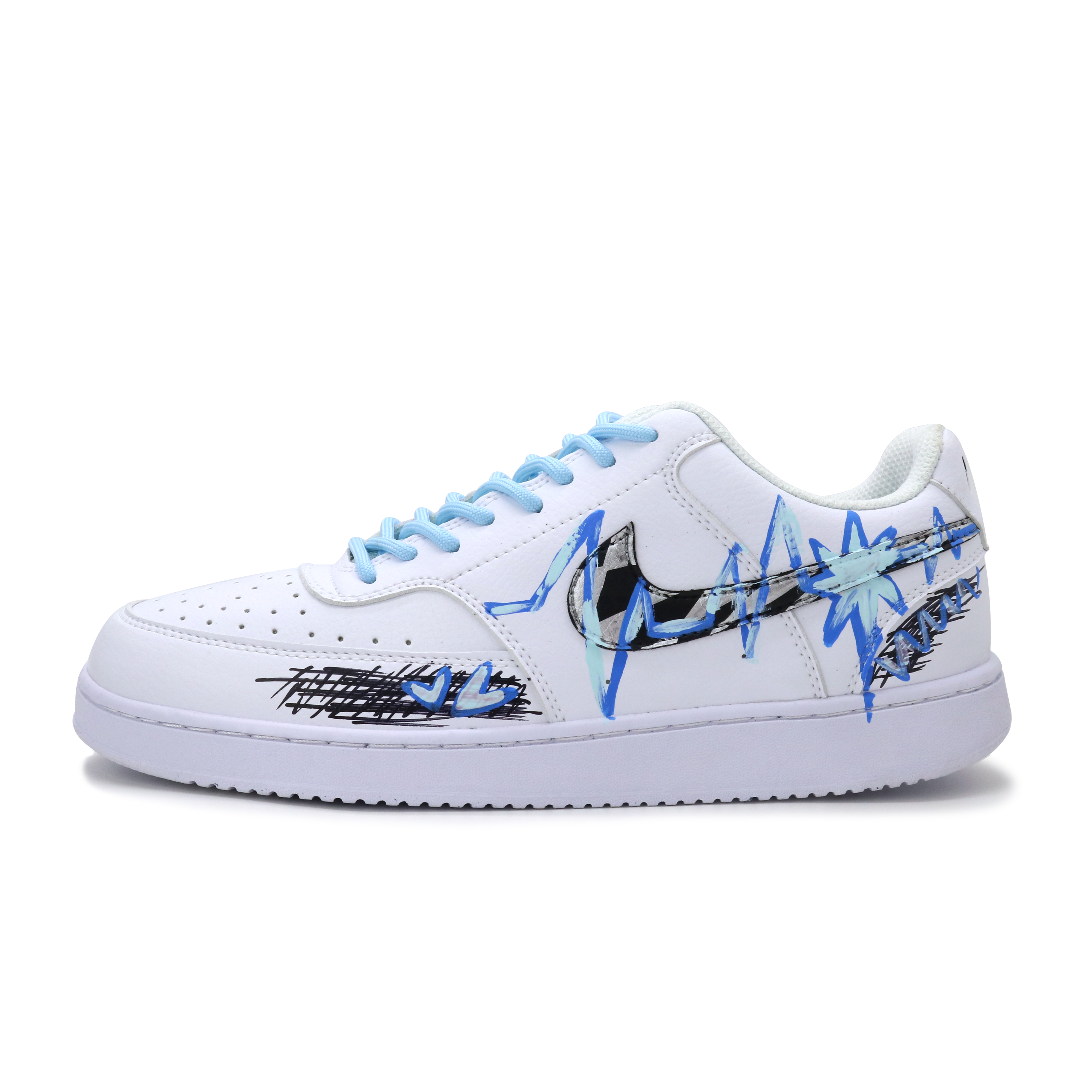 

Nike Кроссовки Court Vision 1 Heartbeat Rhythm с низким верхом для скейтборда, устойчивые к истиранию, с поддержкой баланса, мужские, сине-белые
