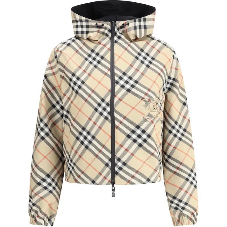 

Burberry Винтажная клетчатая двусторонняя куртка с капюшоном, Beige
