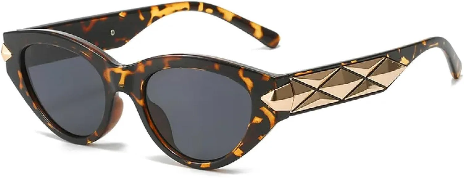 

Модные панк-солнцезащитные очки «кошачий глаз» для женщин, черные, для активного отдыха, с защитой от УФ-излучения UV400, для мужчин VVTWSSW, Leopaed-black