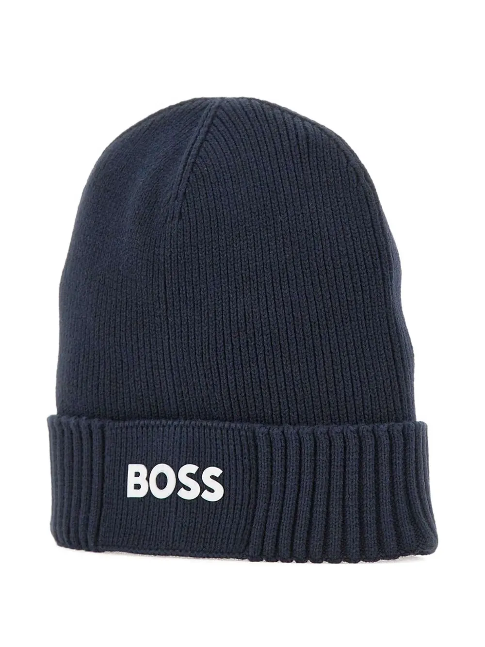 

Рифлёная шапка с логотипом Boss, синий