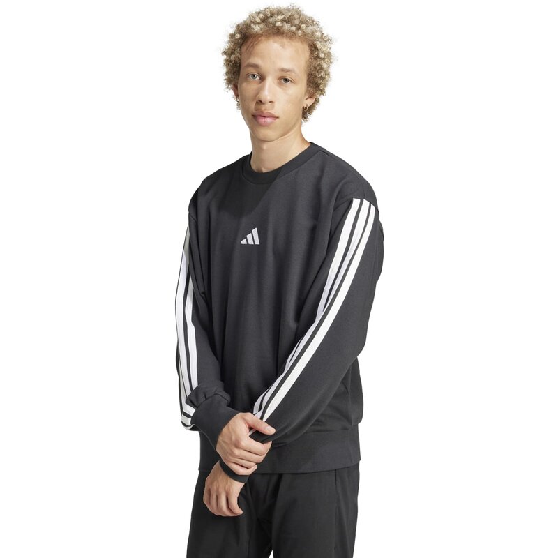 Свитшот Essentials с тремя полосками, французский трикотаж Adidas, черный — фото 4