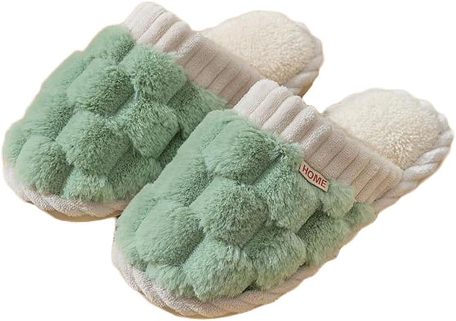 

Женские и мужские удобные зимние тапочки из искусственного меха, пушистые, теплые, плюшевые домашние тапочки с противоскользящей подошвой Jaderich, зеленый