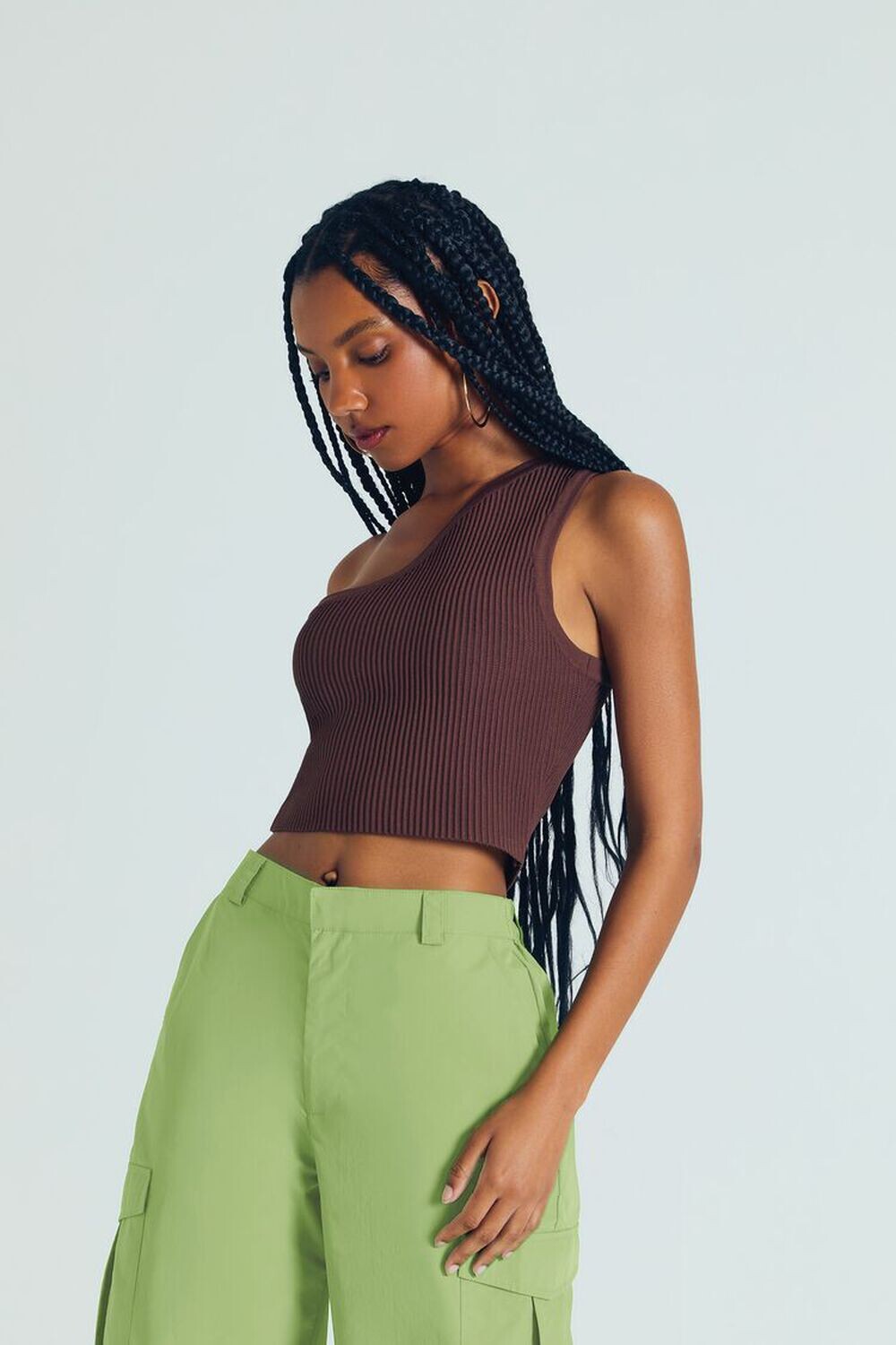 

Укороченный топ на одно плечо из свитера Forever 21, капучино