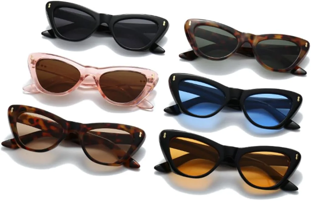 

Мужские солнцезащитные очки «кошачий глаз» в стиле ретро с заклепками, оранжево-голубые, с защитой от УФ-излучения UV400, модные женские очки UUPTTPL, Black Blue