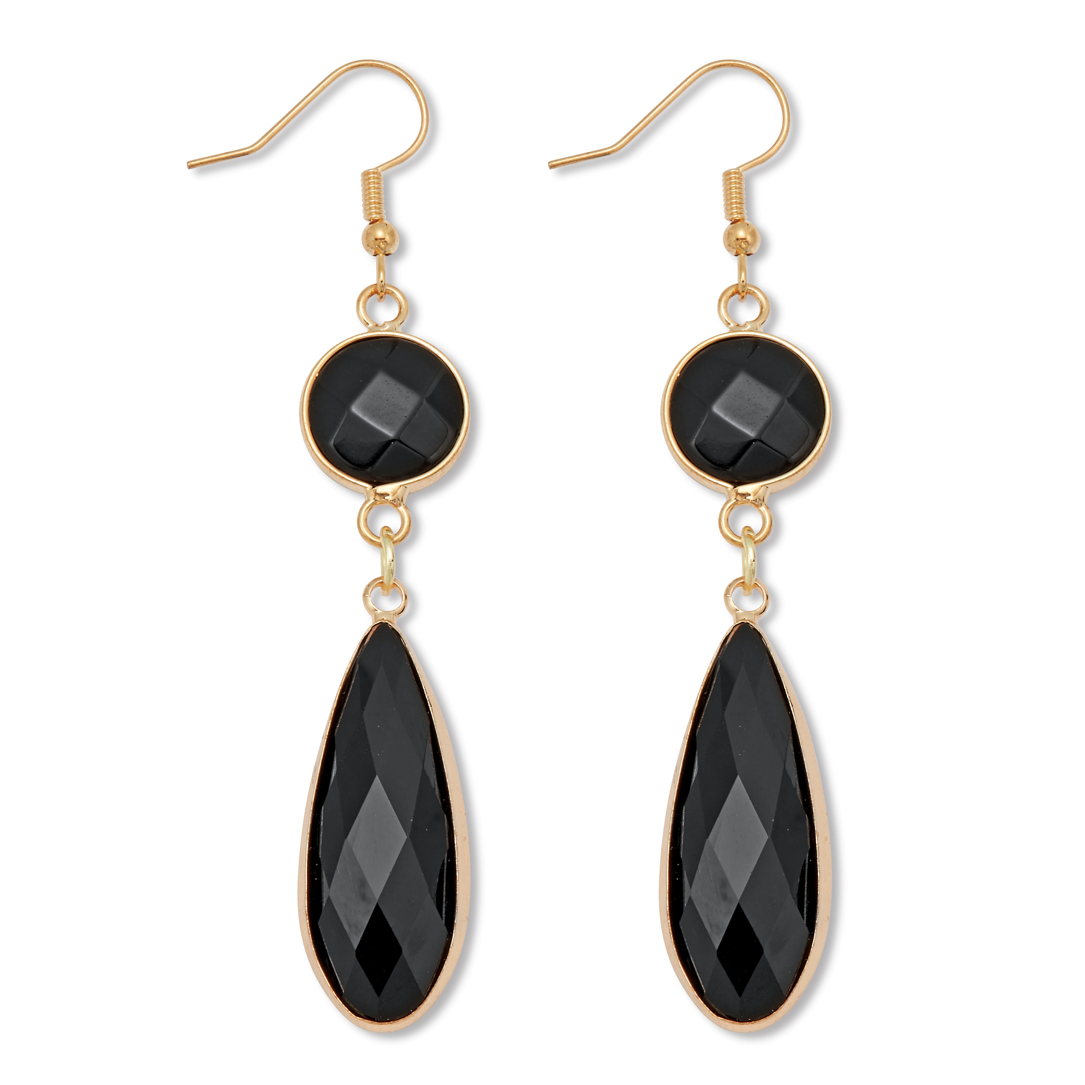 

Серьги-подвески с черными кристаллами золотистого оттенка Palm Beach Jewelry, черный