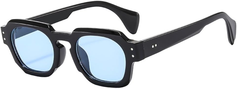 

Женские солнцезащитные очки, модные, с прозрачными линзами цвета океана, защита от ультрафиолета UV400, винтажные мужские солнцезащитные очки с заклепками, панк-стиль MTZJH, Black Blue