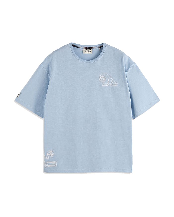 

Футболка свободного кроя с эффектом утолщённых нитей и вышивкой Scotch & Soda, синий