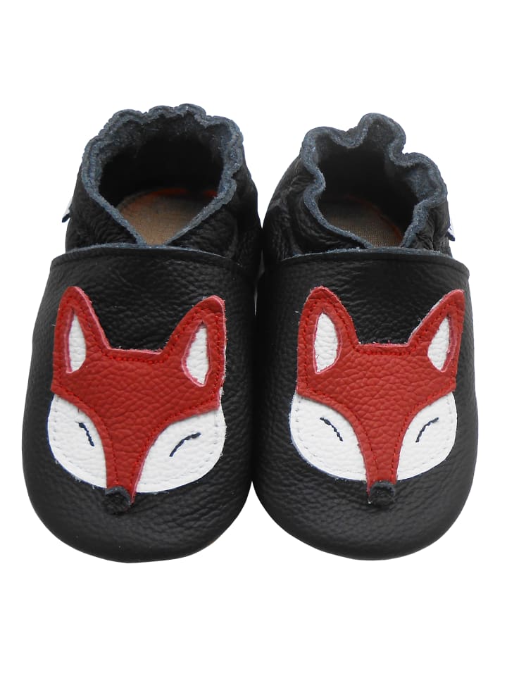 

Mejale Черные кожаные детские прогулочные туфли, удобные, с нескользящей подошвой, с рисунком лисы