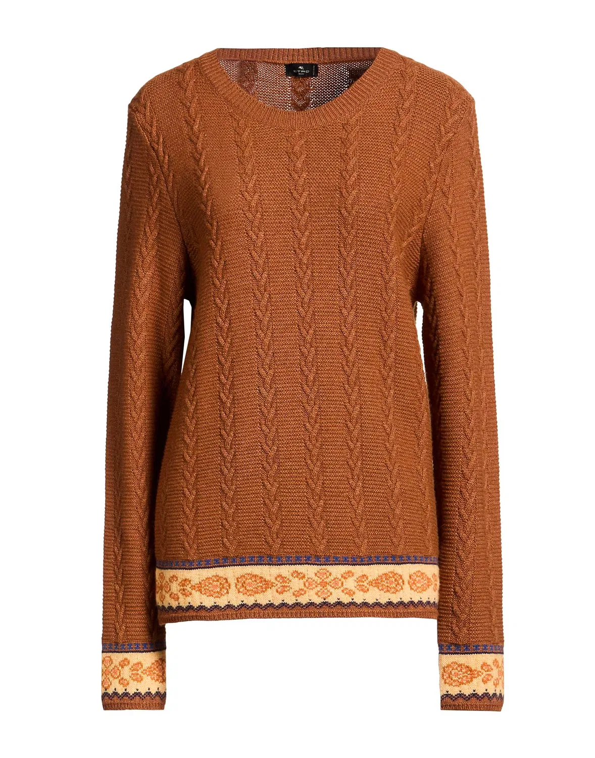 Свитер с кабельным узором, мультиколор, ETRO, верблюжий