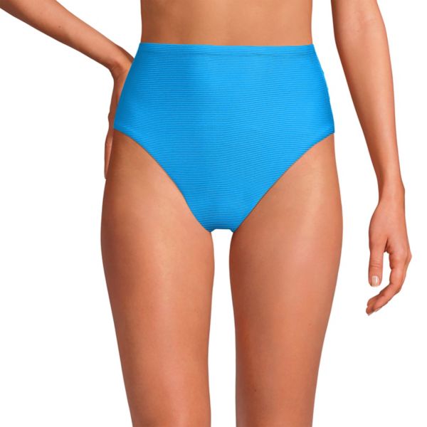 

Женские ребристые утягивающие бикини с высокой талией Lands' End, цвет freshwater blue