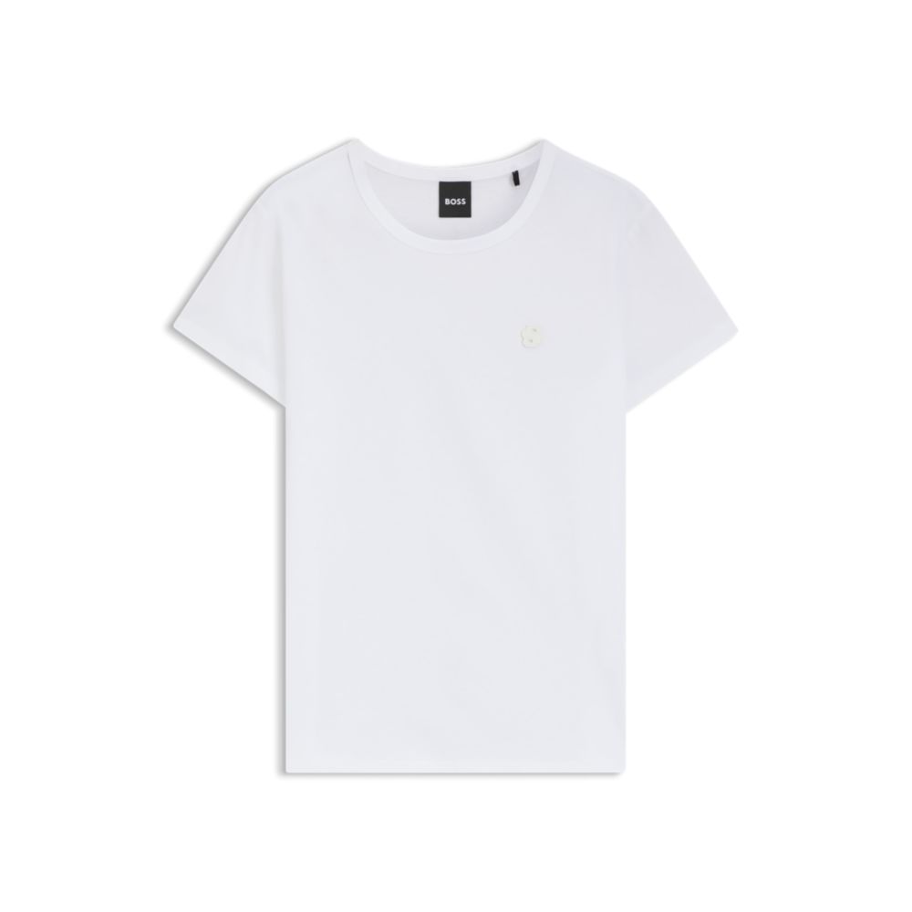 

Облегающая футболка из мерсеризованного хлопка с монограммой Double B BOSS, белый