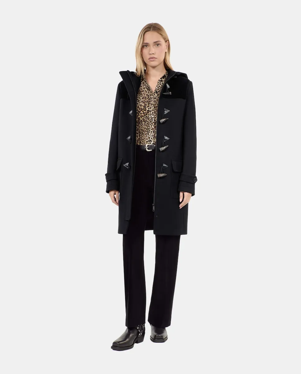 

Женское пальто с капюшоном и деревянными косами The Kooples, черный