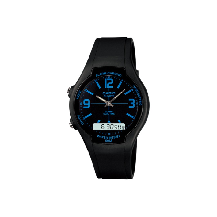 

CASIO Часы Men Black Watch AW-90H-2B, Black Dial