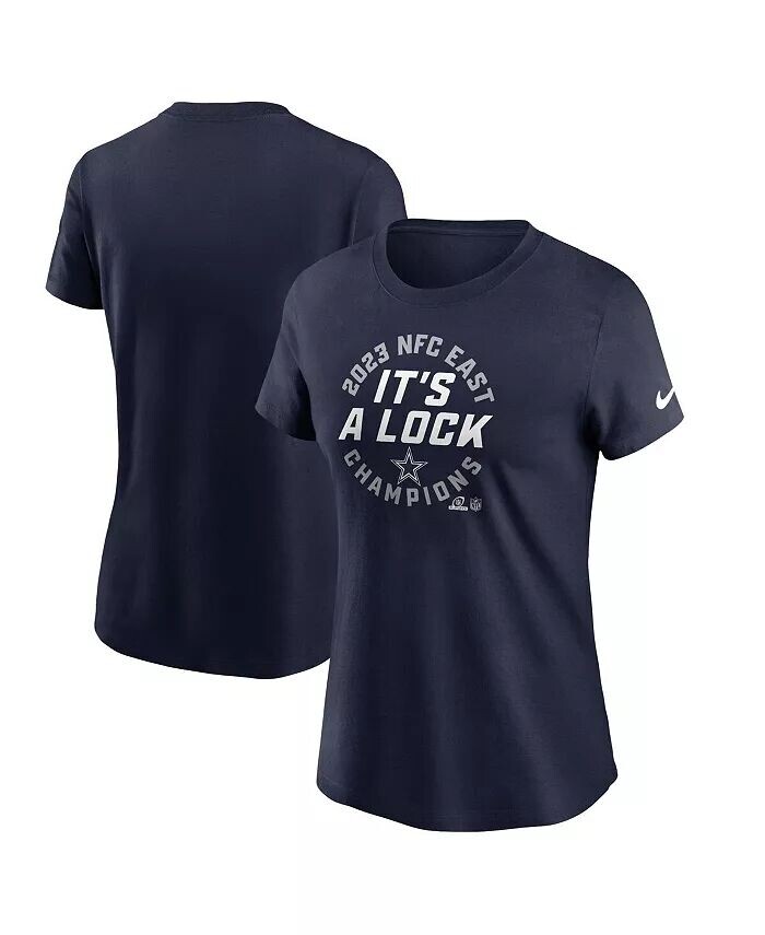 

Женская футболка Navy Dallas Cowboys 2023 NFC East Division Champions Locker Room Trophy Collection Nike