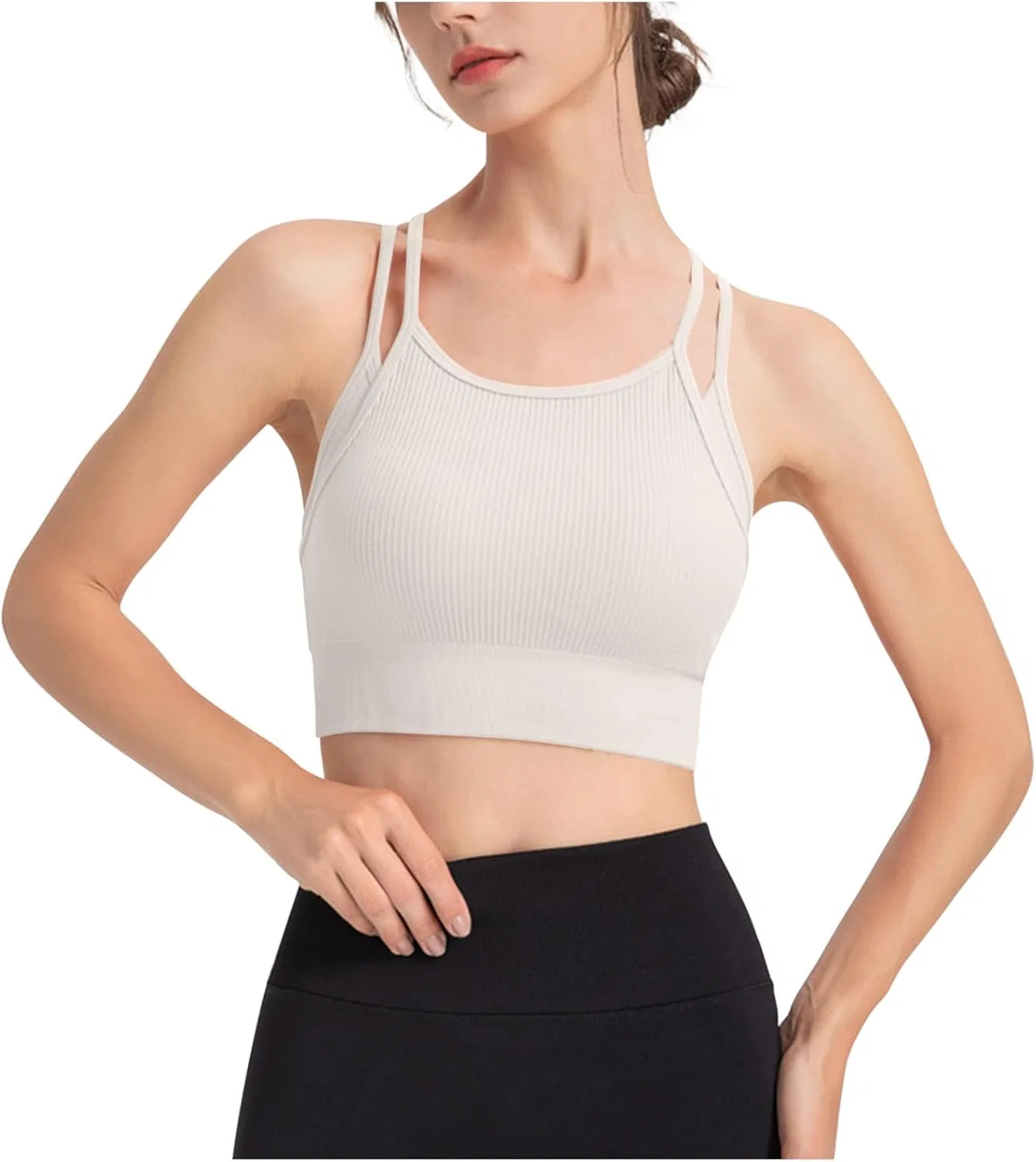 Спортивный бюстгальтер для женщин Racerback, Y2K, Activewear, Wirefree, White