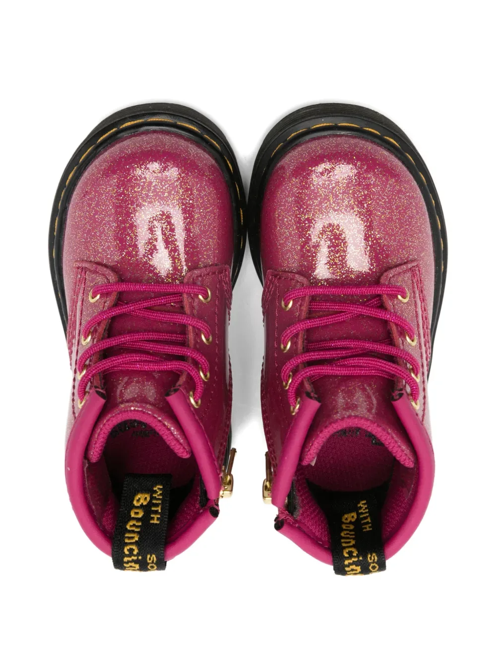Блестящие ботинки на шнуровке Dr. Martens Kids, розовый — фото 3