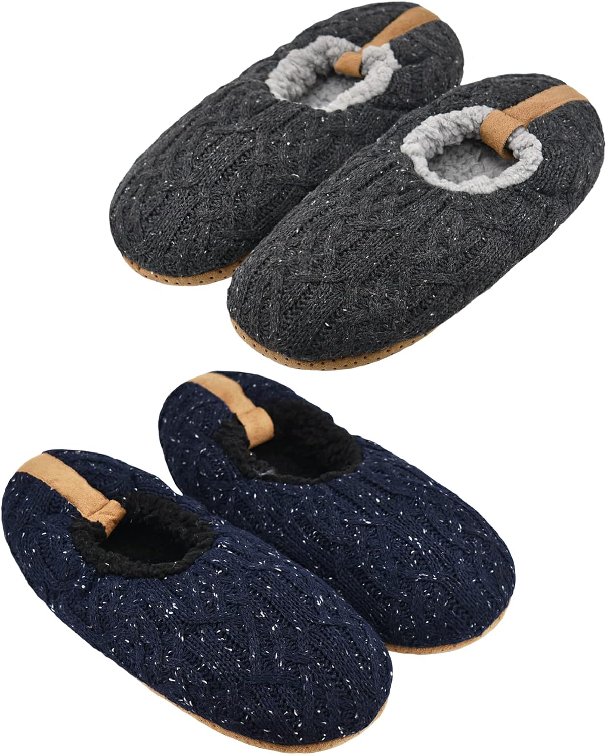 

Мужские носки-тапочки DICUIRD с нескользящей подошвой, теплые домашние носки с захватами для мужчин, пушистые вязаные тапочки, синий/серый/темно-синий