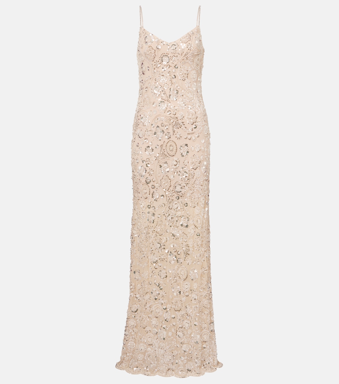 

Платье макси с цветочным принтом и пайетками Self-Portrait, кремовый