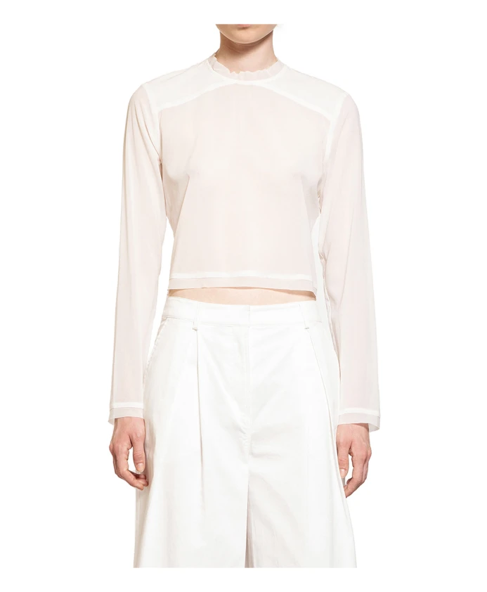 

Белая шелковая блузка с оборками на воротнике The Garment, белый