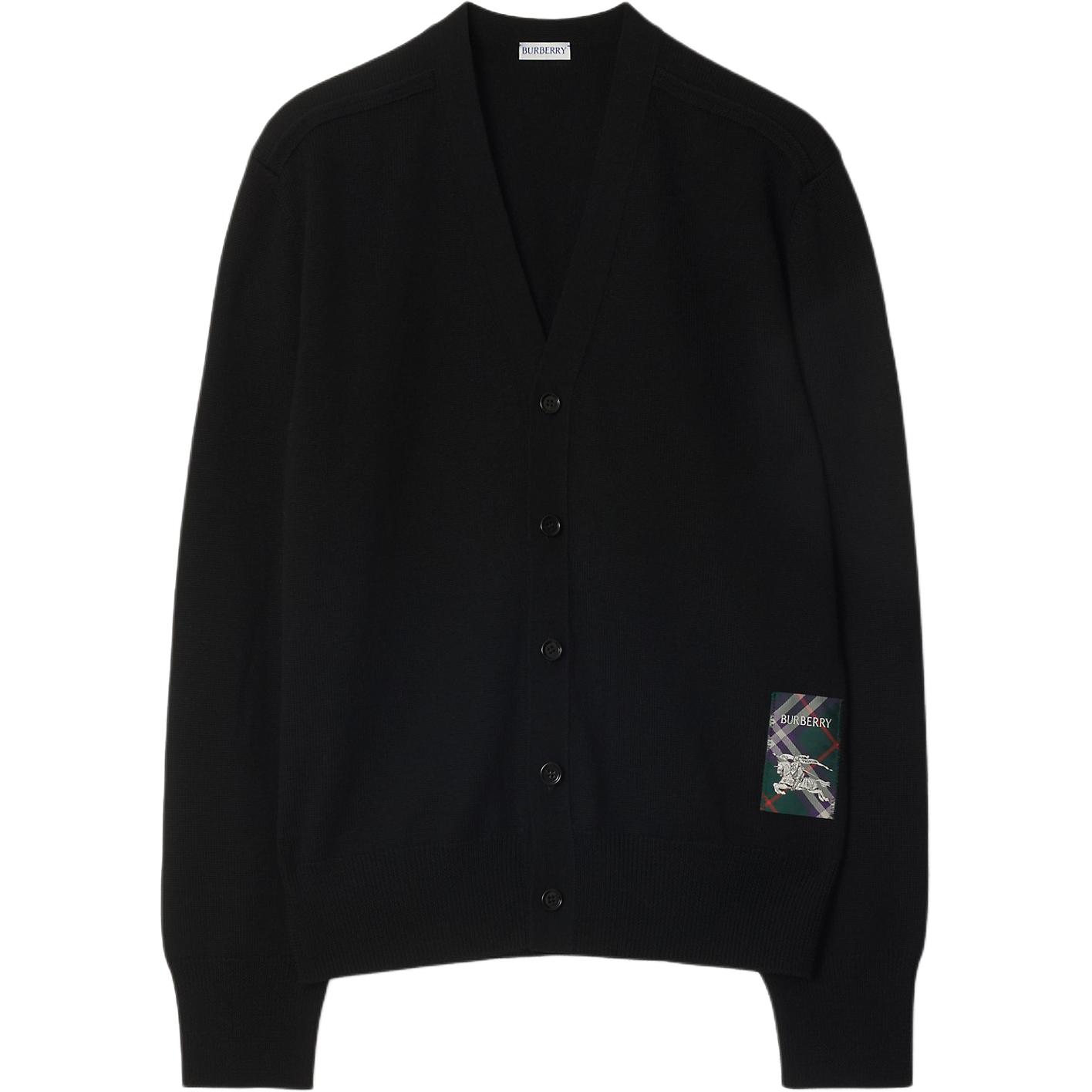 

Кардиган с V-образным вырезом и нашивкой с логотипом Burberry, черный